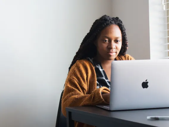 woman working on computer