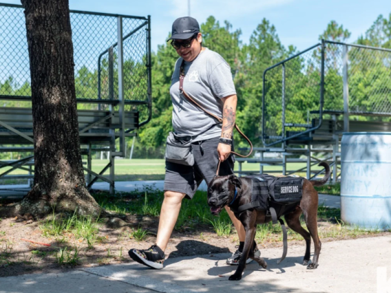 walking with service dog