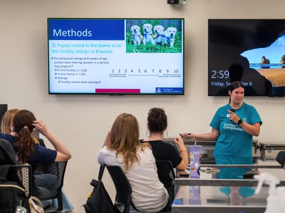 student presents their research findings during research day
