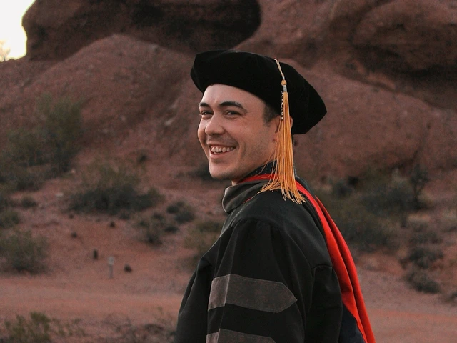 Kyle in his graduation regalia