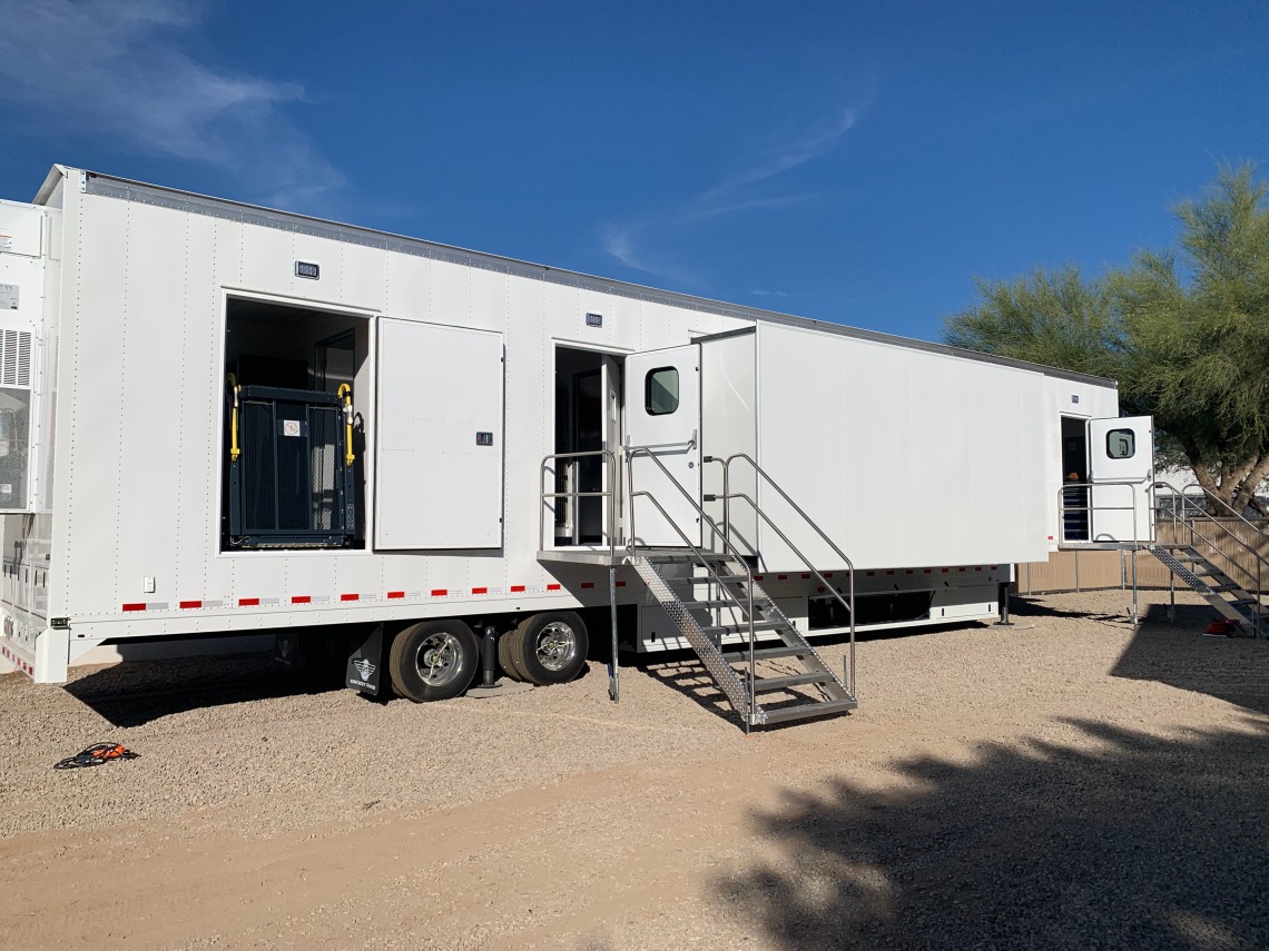 Exterior view of mobile veterinary clinic.