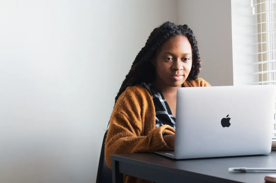 woman working on computer