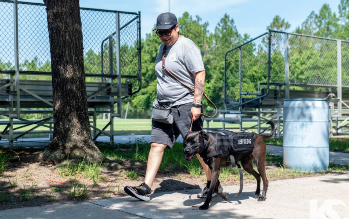 walking with service dog