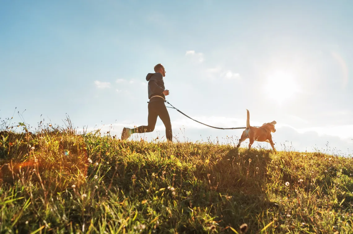 running with dog