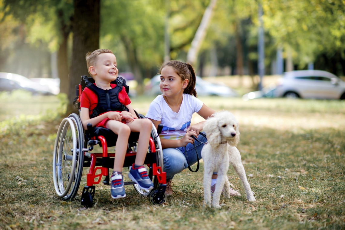 little boy in wheelchair