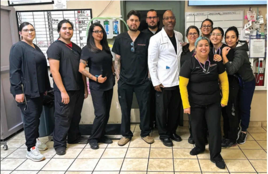 Group shot of veterinary professionals, including Dr. Antonio Bowens.