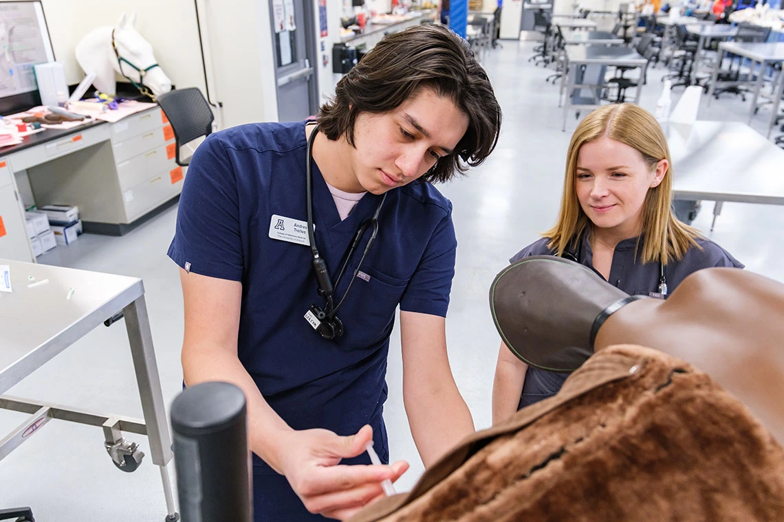 Students practicing injections in the clinical skills lab