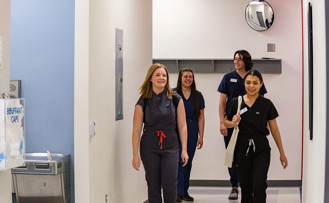 Students walking on the hanley campus