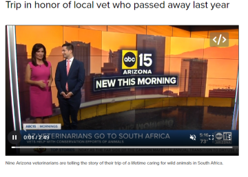 Newscasters discuss veterinarians' trip to South Africa.