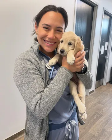 Alyssa with a dog