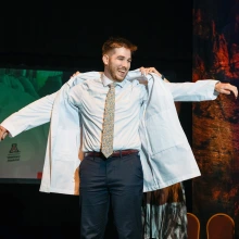 Student getting their white coat