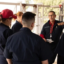 cvm faculty member teaching students at the farm